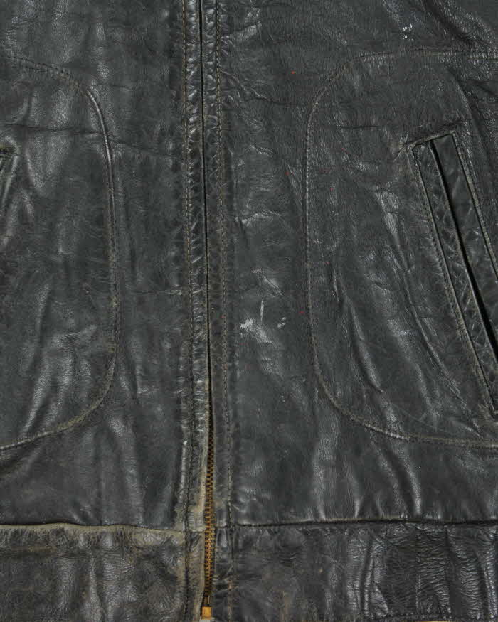 Vintage 1950s Sears Oakbrook Leather Steerhide Biker Jacket - L