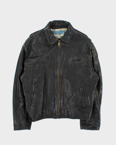 Vintage 80s Rugby Leather Jacket - L