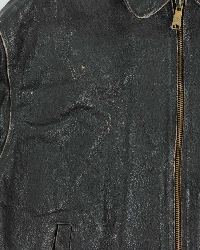 Vintage 1980s Rugby North America Leather Plaid Lined Biker Jacket - L
