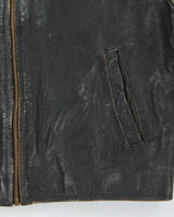 Vintage 1980s Rugby North America Leather Plaid Lined Biker Jacket - L