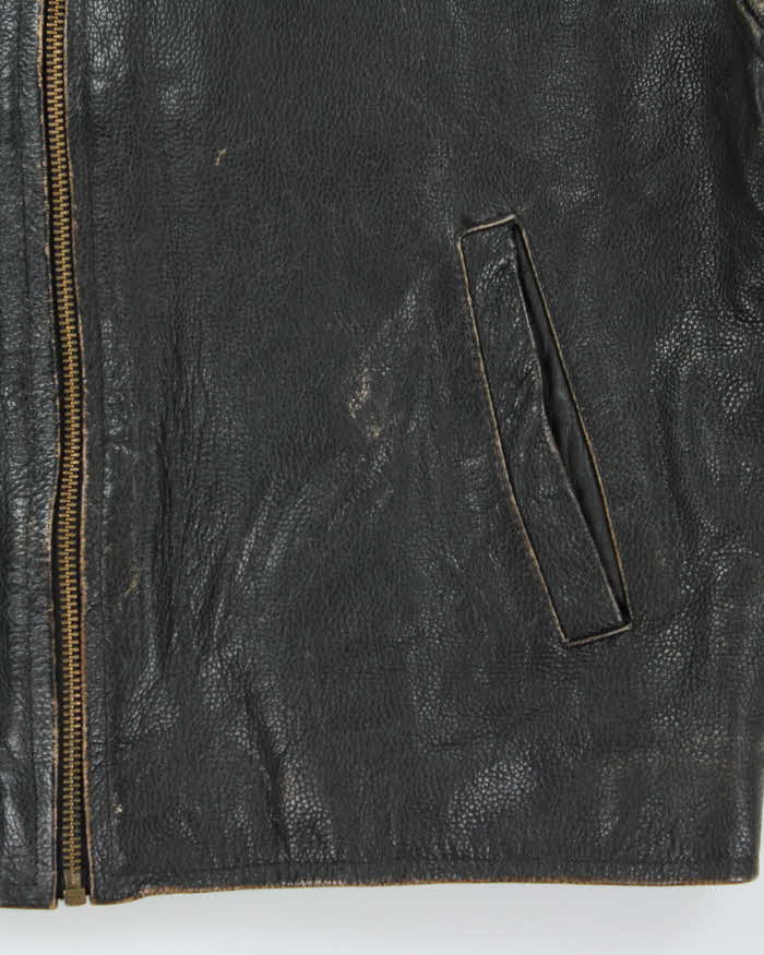 Vintage 1980s Rugby North America Leather Plaid Lined Biker Jacket - L
