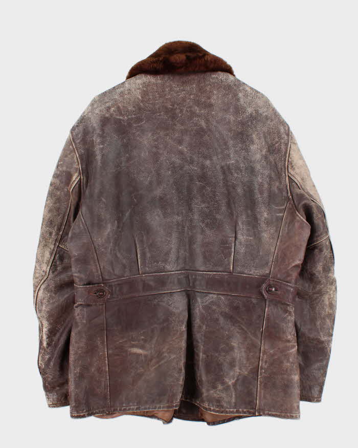 Vintage 1950s Sears Hercules Outerwear Steerhide Fur Collared Long