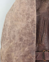 Vintage 1950s Sears Hercules Outerwear Steerhide Fur Collared Long Leather Jacket - XL