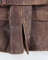 Vintage 1950s Sears Hercules Outerwear Steerhide Fur Collared Long Leather Jacket - XL