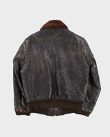 Vintage 1940s California Montgomery Ward Horsehide Leather G-1 Shearling Flight Jacket - M