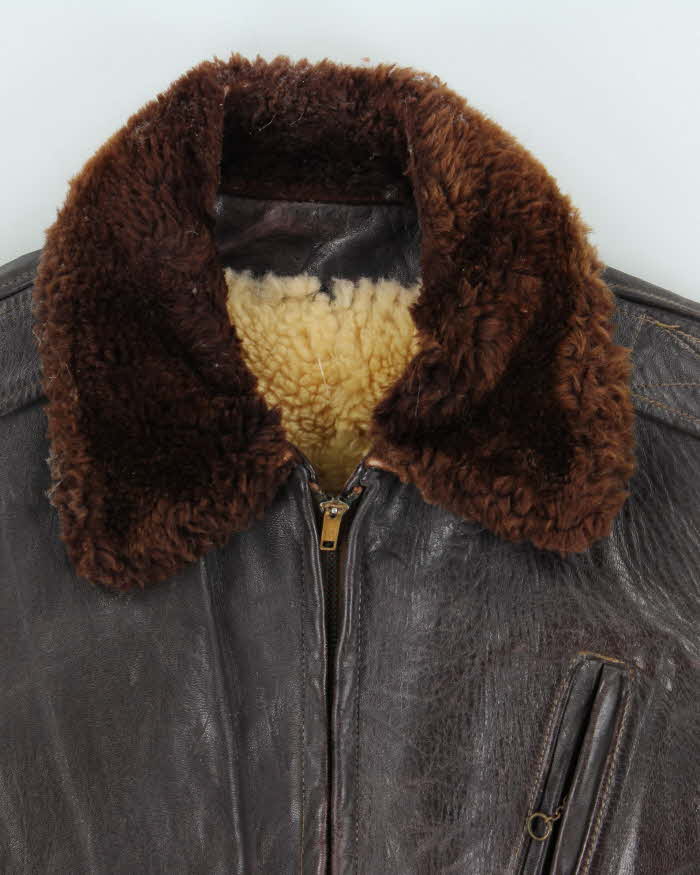 Vintage 1940s California Montgomery Ward Horsehide Leather G-1 Shearling Flight Jacket - M