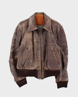 Vintage 1950s Horsehide Leather Quilted A2 Flight Jacket - L
