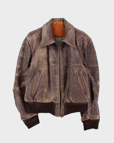 Vintage 40s/50s Leather Bomber Jacket - L