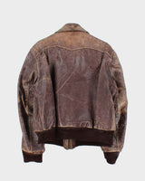 Vintage 1950s Horsehide Leather Quilted A2 Flight Jacket - L
