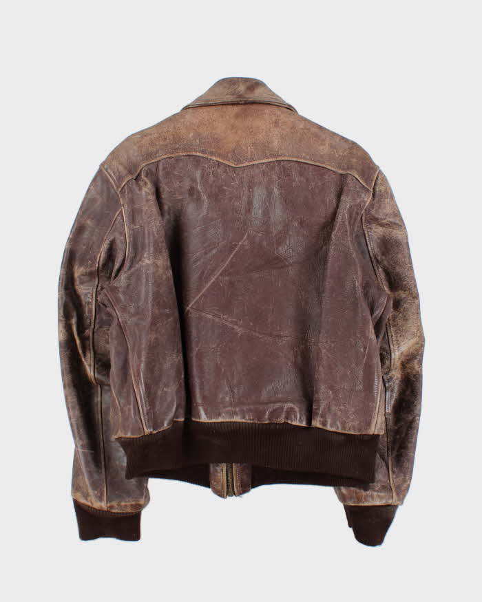 Vintage 1950s Horsehide Leather Quilted A2 Flight Jacket - L