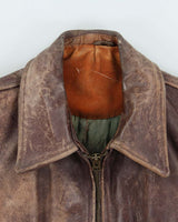 Vintage 1950s Horsehide Leather Quilted A2 Flight Jacket - L