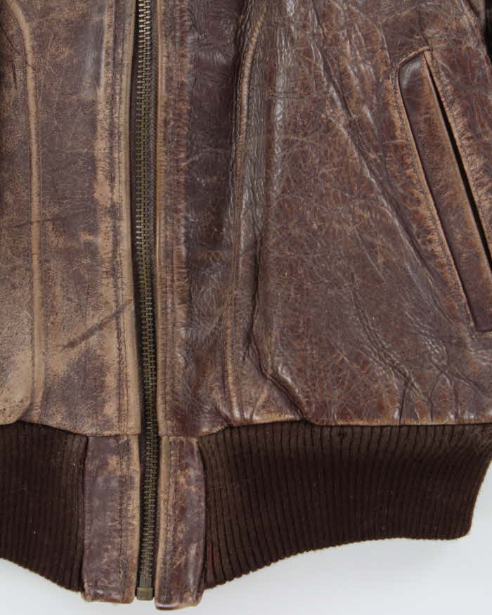 Vintage 1950s Horsehide Leather Quilted A2 Flight Jacket - L