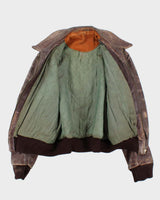 Vintage 1950s Horsehide Leather Quilted A2 Flight Jacket - L