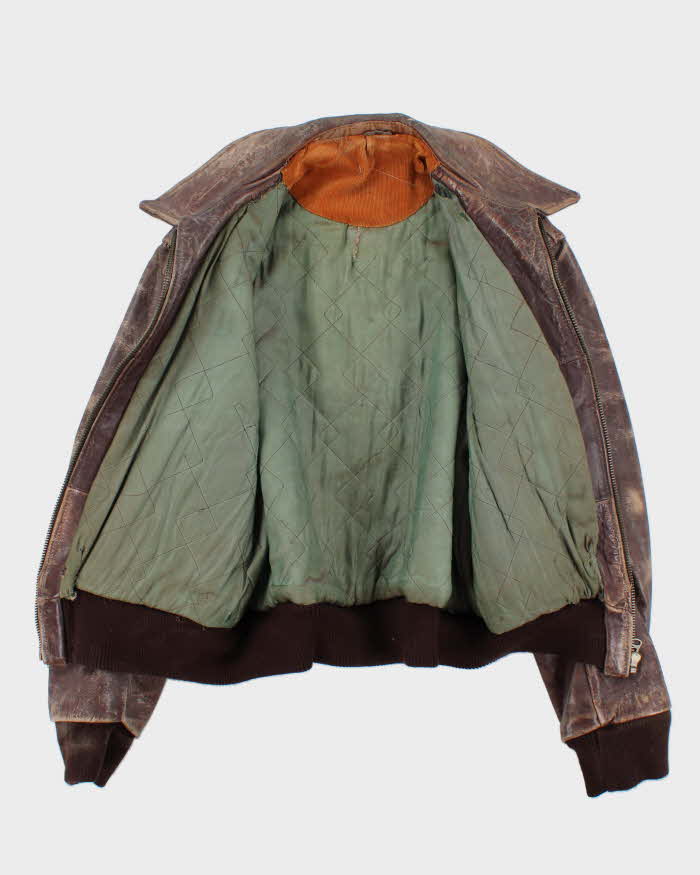 Vintage 1950s Horsehide Leather Quilted A2 Flight Jacket - L