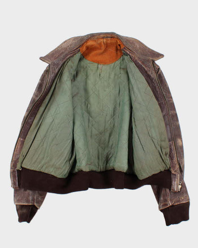 Vintage 40s/50s Leather Bomber Jacket - L