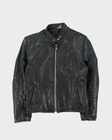 Vintage 1970s Leather Cafe Racer Moto Biker Jacket - M