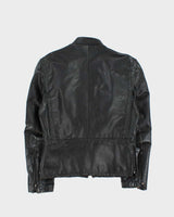 Vintage 1970s Leather Cafe Racer Moto Biker Jacket - M