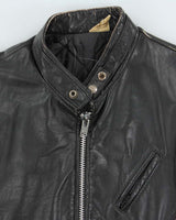 Vintage 1970s Leather Cafe Racer Moto Biker Jacket - M