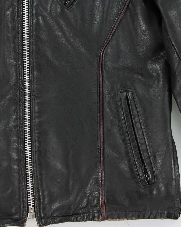 Vintage 1970s Leather Cafe Racer Moto Biker Jacket - M