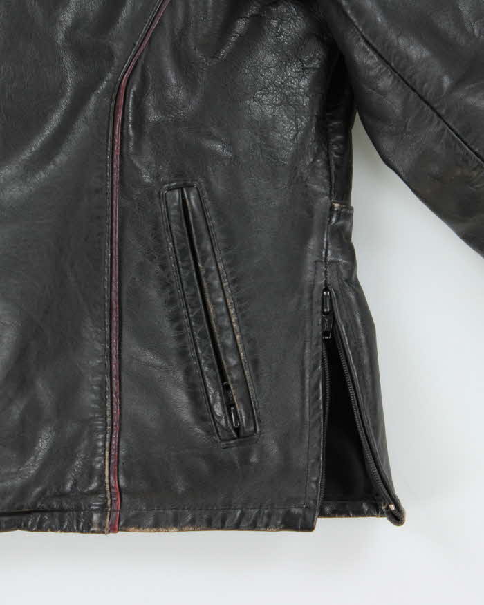 Vintage 1970s Leather Cafe Racer Moto Biker Jacket - M