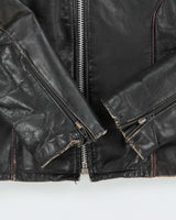 Vintage 1970s Leather Cafe Racer Moto Biker Jacket - M