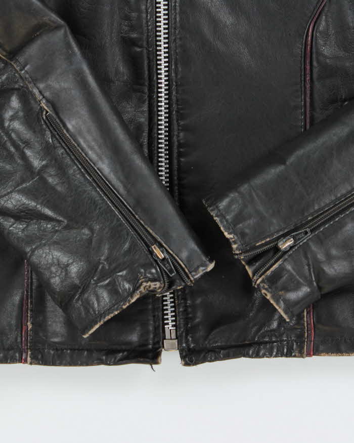 Vintage 1970s Leather Cafe Racer Moto Biker Jacket - M