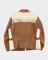 Vintage 1940s Two-Tone Fringe Leather Western Jacket - L