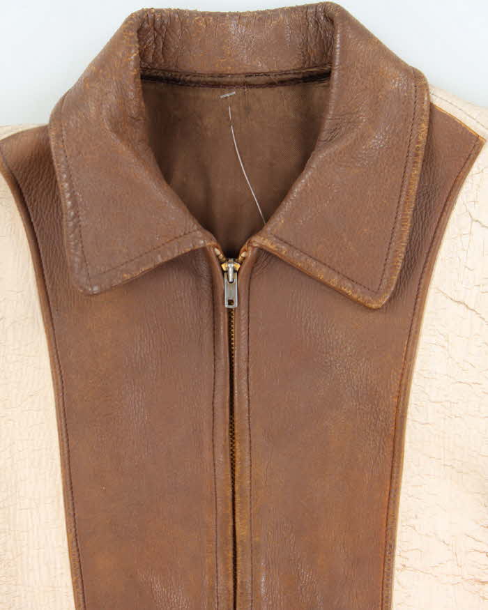 Vintage 1940s Two-Tone Fringe Leather Western Jacket - L