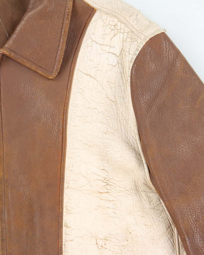 Vintage 1940s Two-Tone Fringe Leather Western Jacket - L