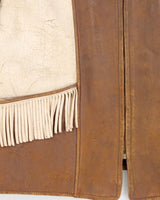 Vintage 1940s Two-Tone Fringe Leather Western Jacket - L