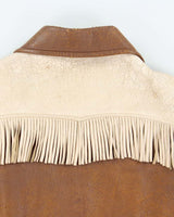Vintage 1940s Two-Tone Fringe Leather Western Jacket - L