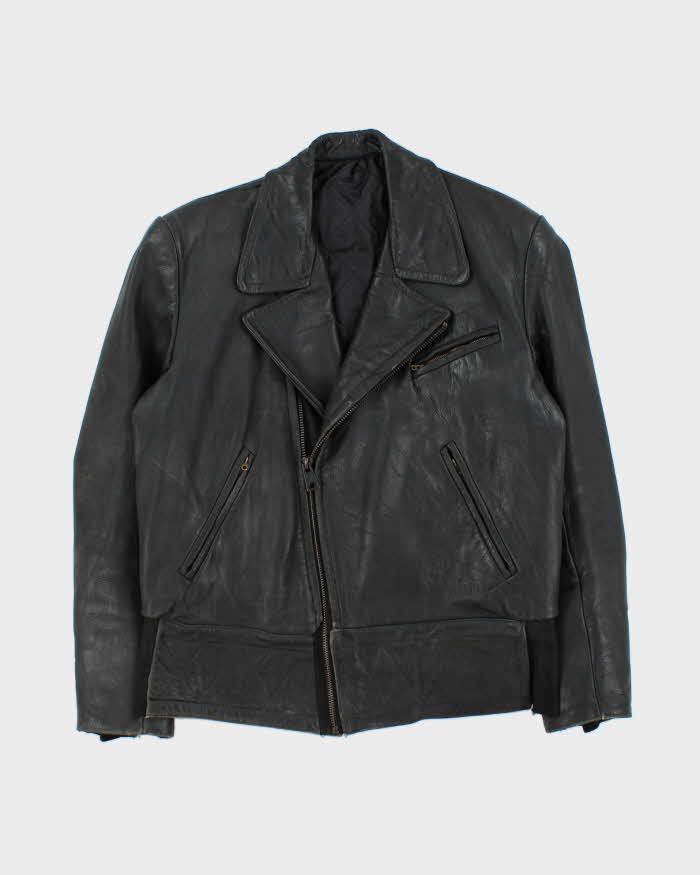 Vintage 1960s Leather Steerhide Classic Biker Jacket - M