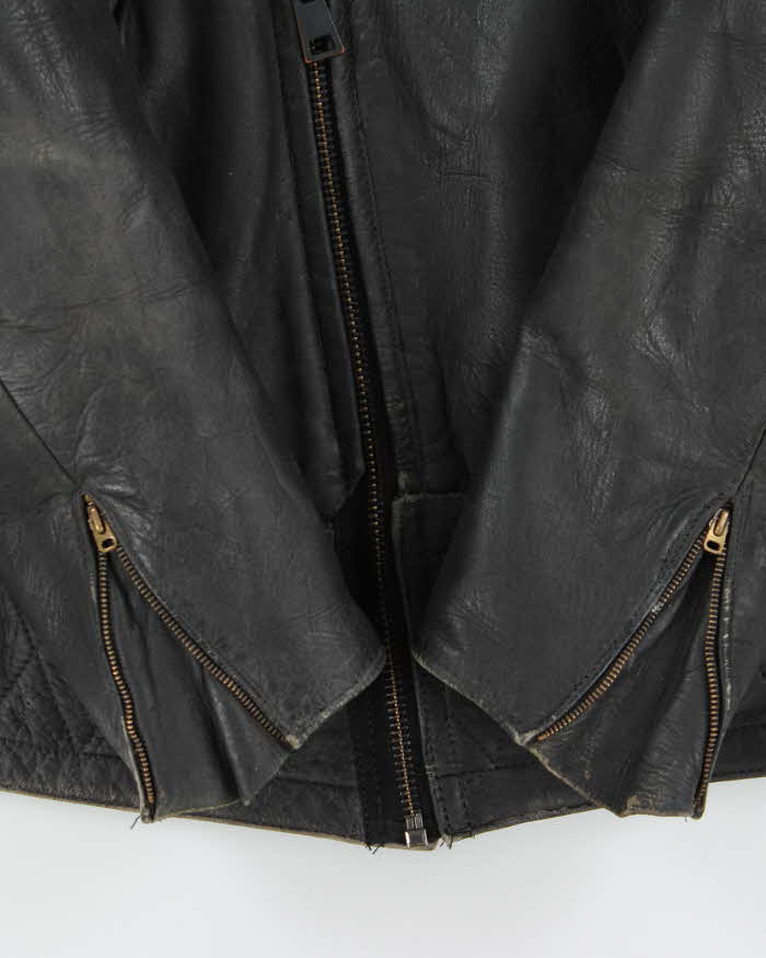 Vintage 1960s Leather Steerhide Classic Biker Jacket - M