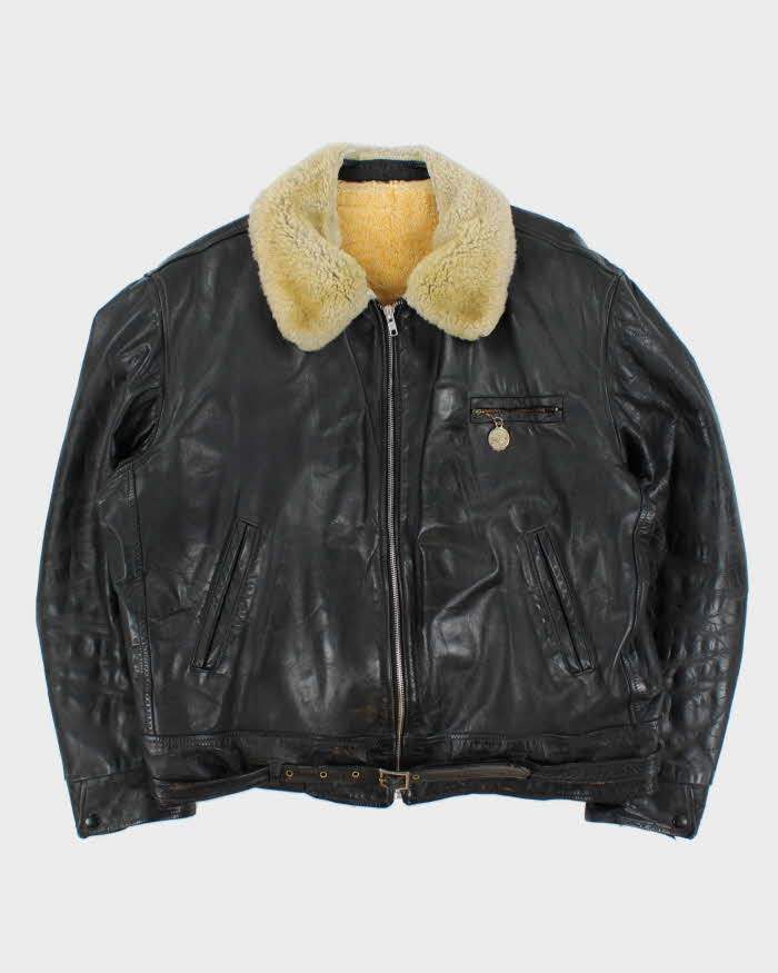 Vintage 1950s Horsehide Leather Shearling Moto Biker Jacket - XL
