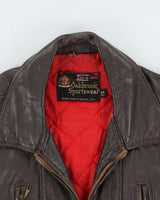 Vintage 1960s Sears Oakbrook Brown Quilt Lined Long Leather Jacket - XL