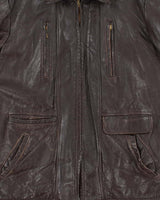 Vintage 1960s Sears Oakbrook Brown Quilt Lined Long Leather Jacket - XL