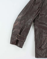 Vintage 1960s Sears Oakbrook Brown Quilt Lined Long Leather Jacket - XL