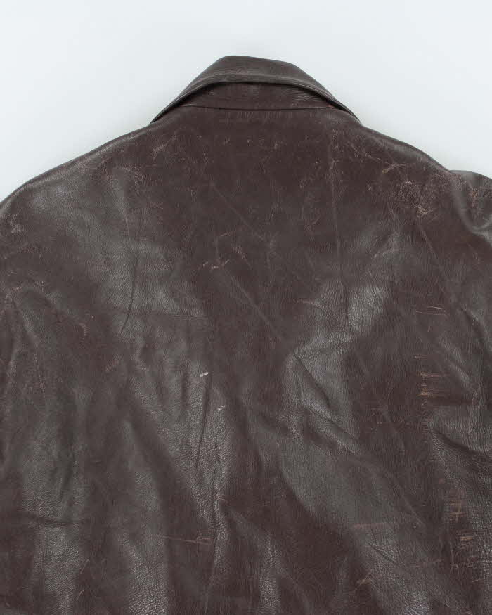 Vintage 1960s Sears Oakbrook Brown Quilt Lined Long Leather Jacket - XL