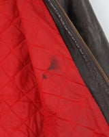 Vintage 1960s Sears Oakbrook Brown Quilt Lined Long Leather Jacket - XL