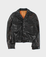 Vintage 1930s Horsehide Leather Moto Biker Jacket - M