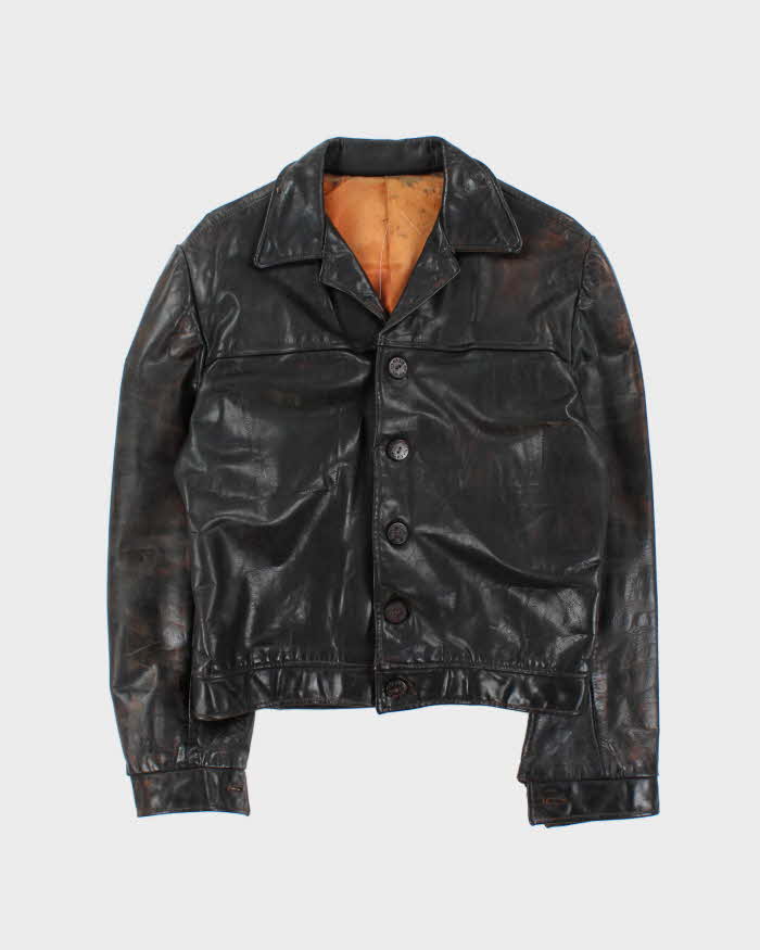 Vintage 1930s Horsehide Leather Moto Biker Jacket - M