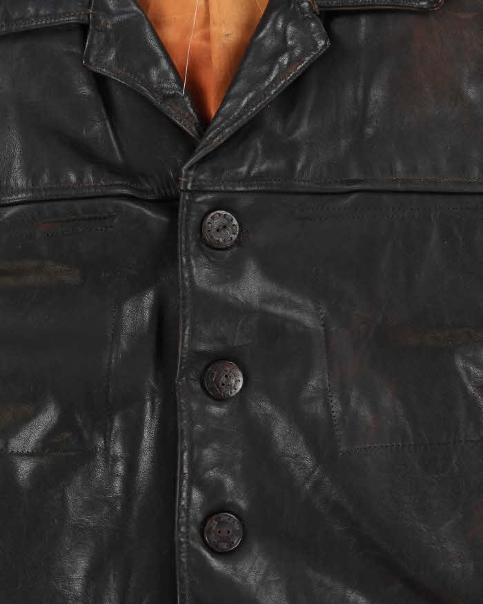 Vintage 1930s Horsehide Leather Moto Biker Jacket - M