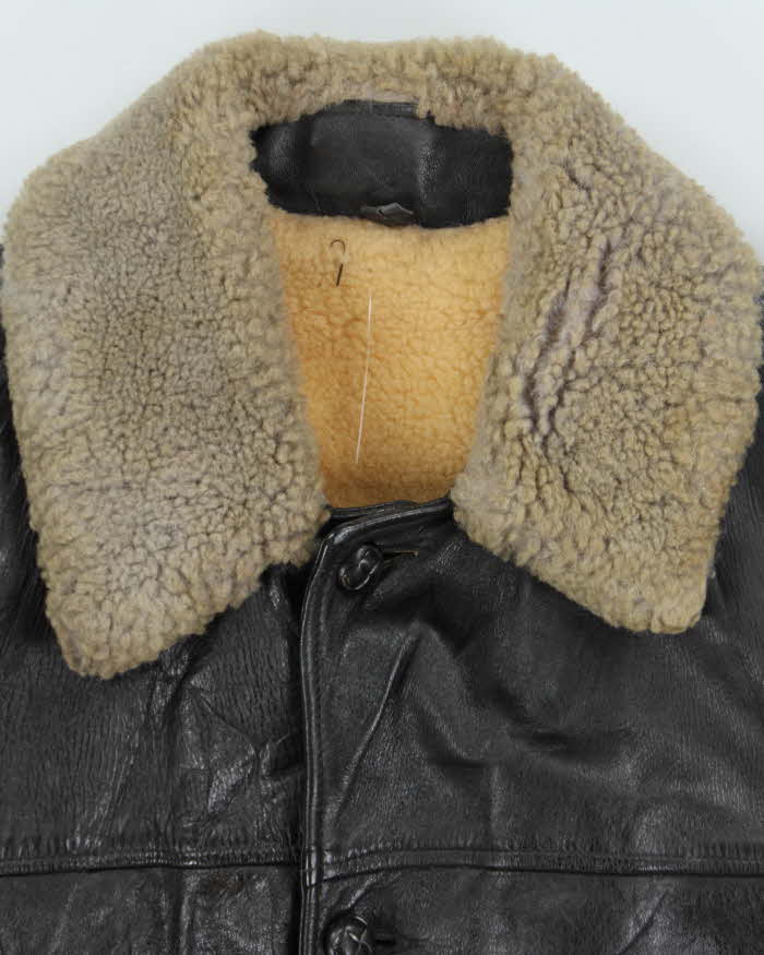 Vintage 60s Kings Way Sherpa Lined Leather Jacket - L