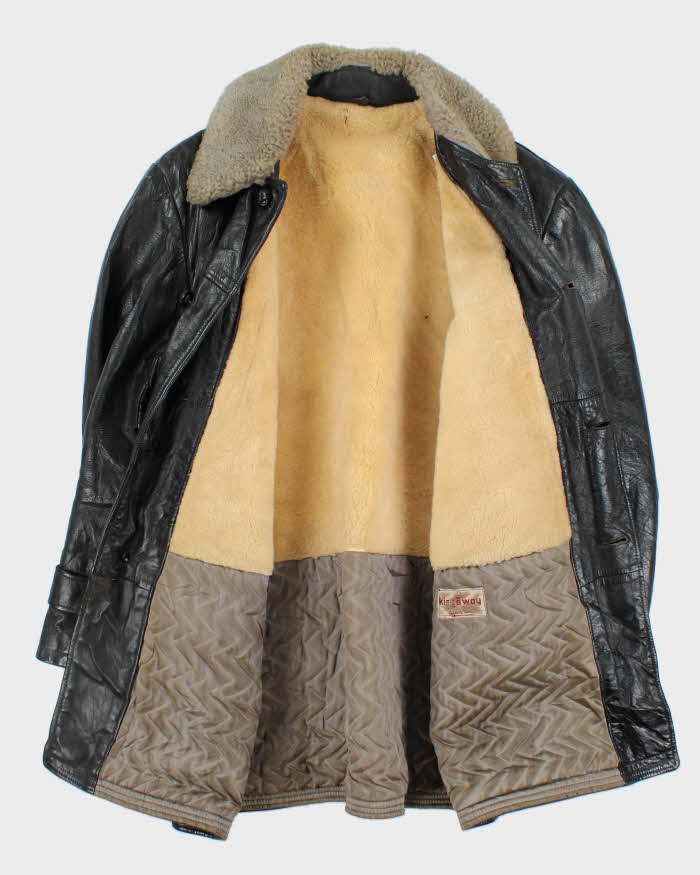 Vintage 60s Kings Way Sherpa Lined Leather Jacket - L