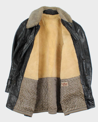 Vintage 60s Kings Way Sherpa Lined Leather Jacket - L