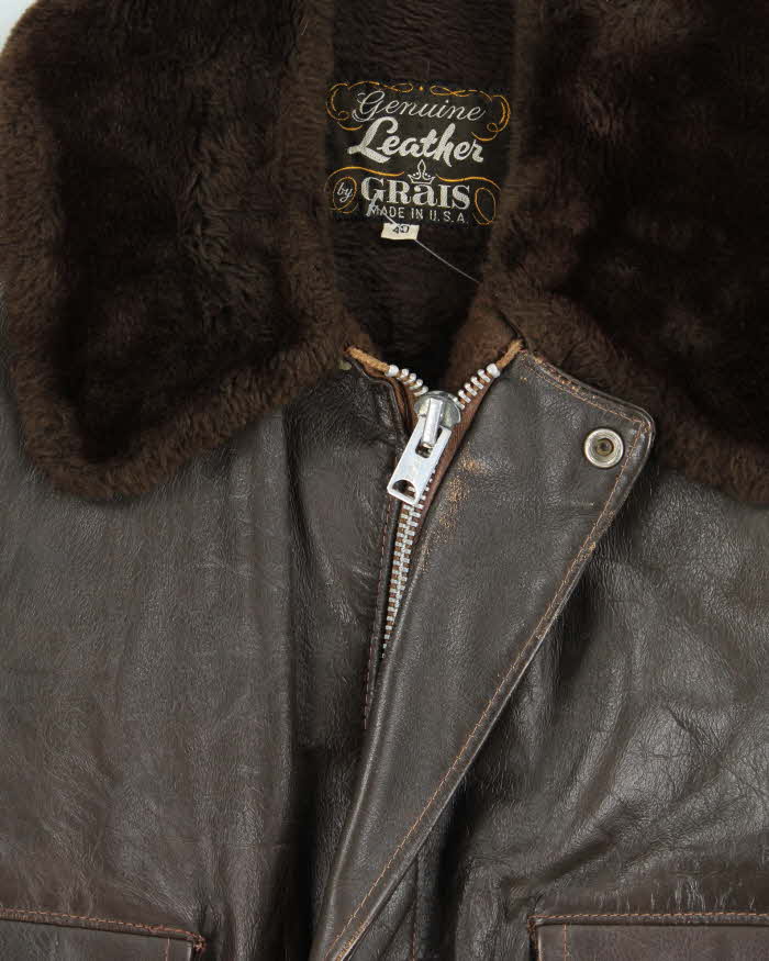 Vintage 70s Grais Avion Leather Flight Jacket - M