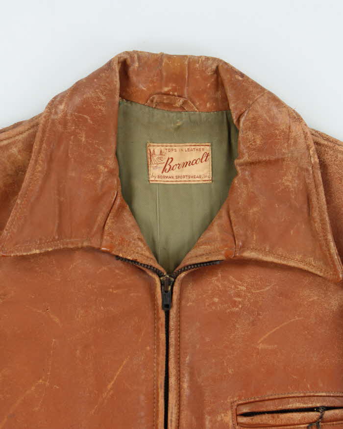 Vintage 30s 40s Boreman Sportswear Leather Jacket - M