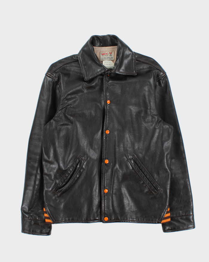 Vintage 1960s Harv-al Sportwear Ponyhide Leather Baseball Jacket - XL