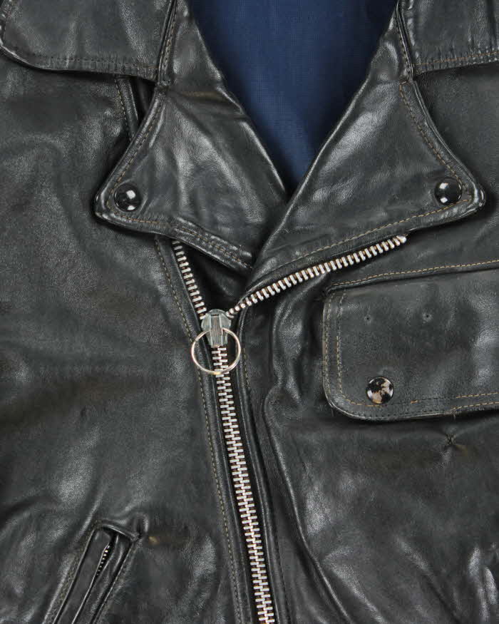 Vintage 60s Teddy Boy Leather Biker Jacket - M
