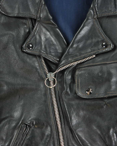 Vintage 60s Teddy Boy Leather Biker Jacket - M